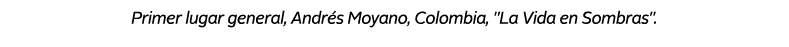 Primer lugar general, Andr s Moyano, Colombia, \“La Vida en Sombras\".