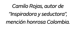 Camilo Rojas, autor de \“Inspiradora y seductora\", menci n honrosa Colombia. 