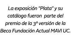 La exposici n \“Plata\" y su cat logo fueron parte del premio de la 3ª versi n de la Beca Fundaci n Actual MAVI UC.