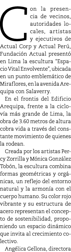 Con la presencia de vecinos, autoridades locales, artistas y ejecutivos de Actual Corp y Actual Per , Fundaci n Actua...